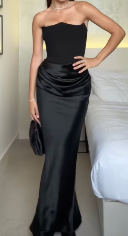 GALA BLACK STRAPLESS CORSET DRESS