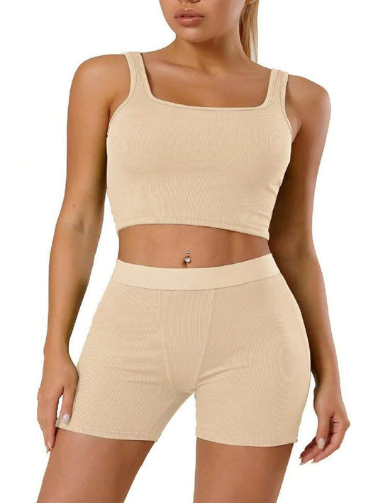 COTTON RIB 2 PIECE SET - TANK + SHORTS